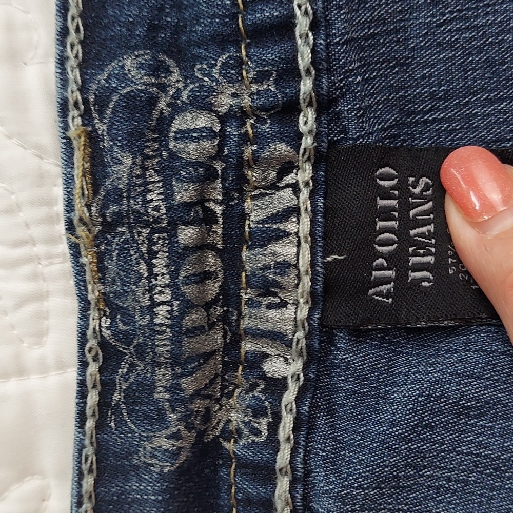 * Apollo Jeans Blue Cropped Capri Jeans with Stretch, Size 17/18, Like New - Picture 4 of 8